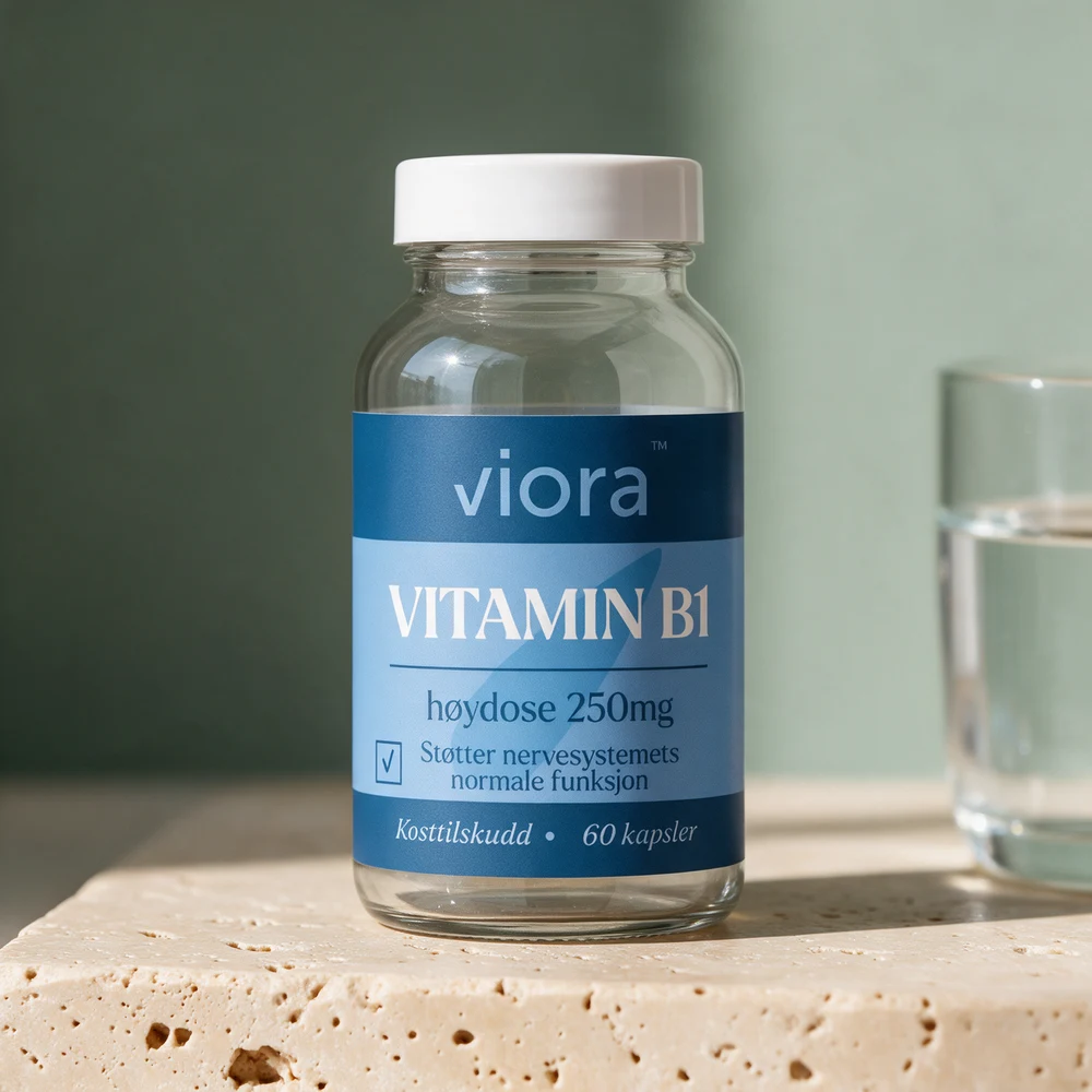 Viora Vitamin B1 høydose 250 mg, boks med 60 kapsler