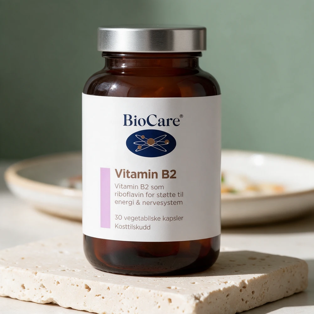 BioCare Vitamin B2, boks med 30 vegetabilske kapsler