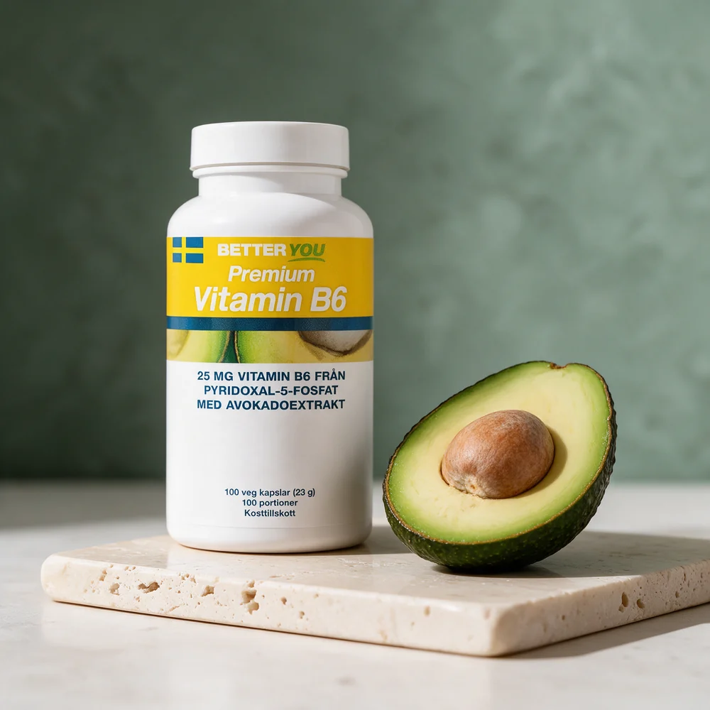 Better You Premium Vitamin B6 ved en halv avokado