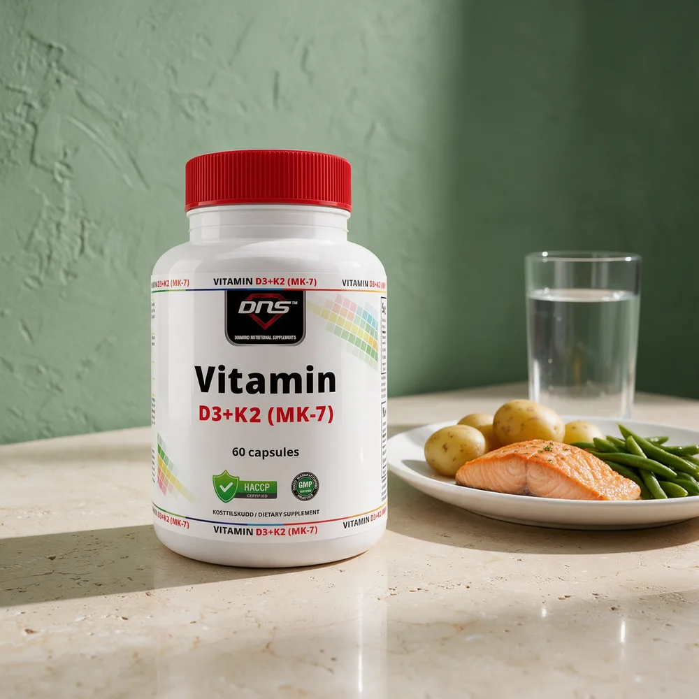 DNS Vitamin D3 + K2 (MK-7) i boks med 60 kapsler