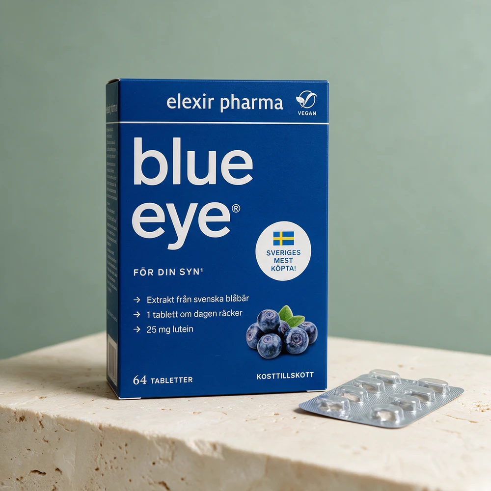 Elexir Pharma Blue Eye, eske med 64 tabletter i blister