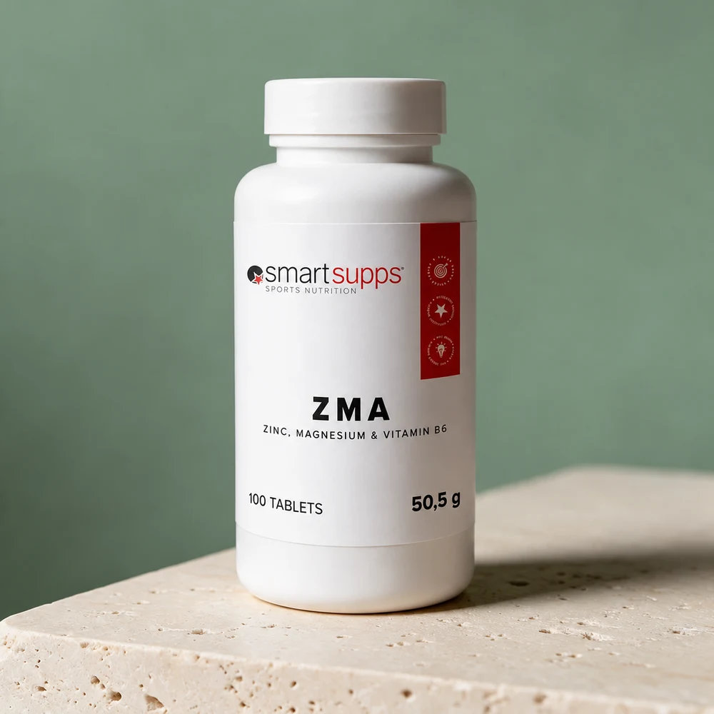 SmartSupps ZMA i hvit boks med rød stripe merket 100 tablets