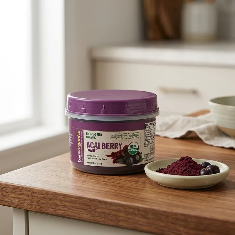 BareOrganics Freeze-Dried Raw Organic Acai Berry Powder produktbilde