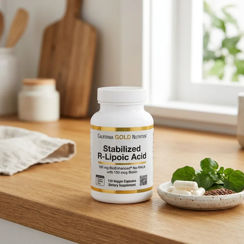 California Gold Nutrition Stabilisert R-liponsyre med biotin produktbilde