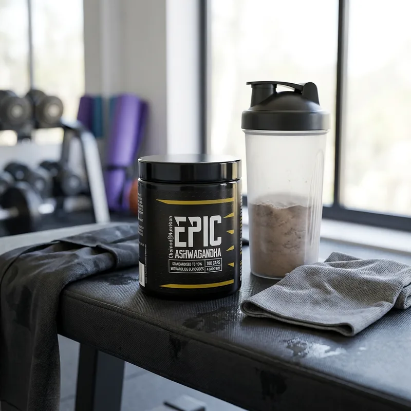 Chained Nutrition Epic Ashwagandha 180 kapsler i hverdagsmiljø