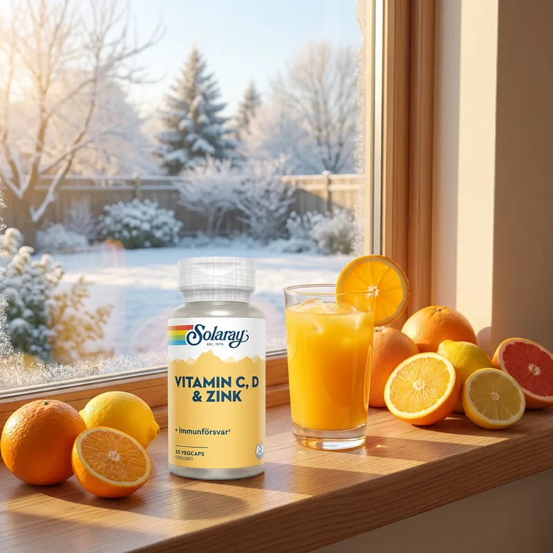 Solaray Vitamin C, D og Zink 30 kapsler i hverdagsmiljø