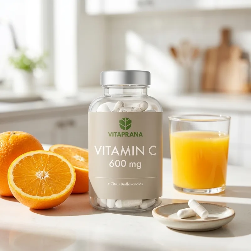 Vitaprana Vitamin C 600 mg + Bioflavonoids 100 kapsler i hverdagsmiljø