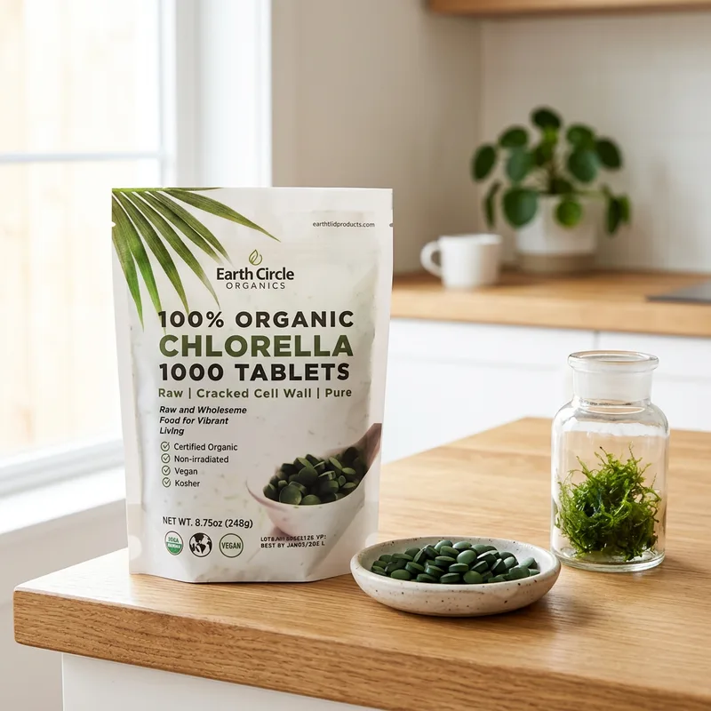 Earth Circle Organics Økologisk Chlorella 1000 tabletter produktbilde