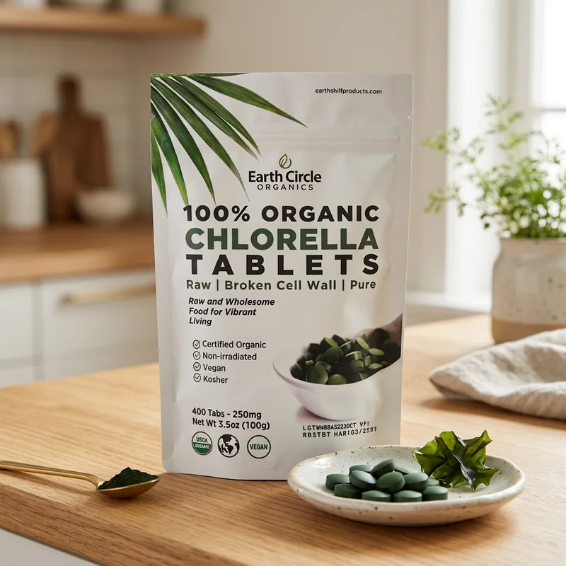 Earth Circle Organics Økologisk Chlorella 400 tabletter produktbilde