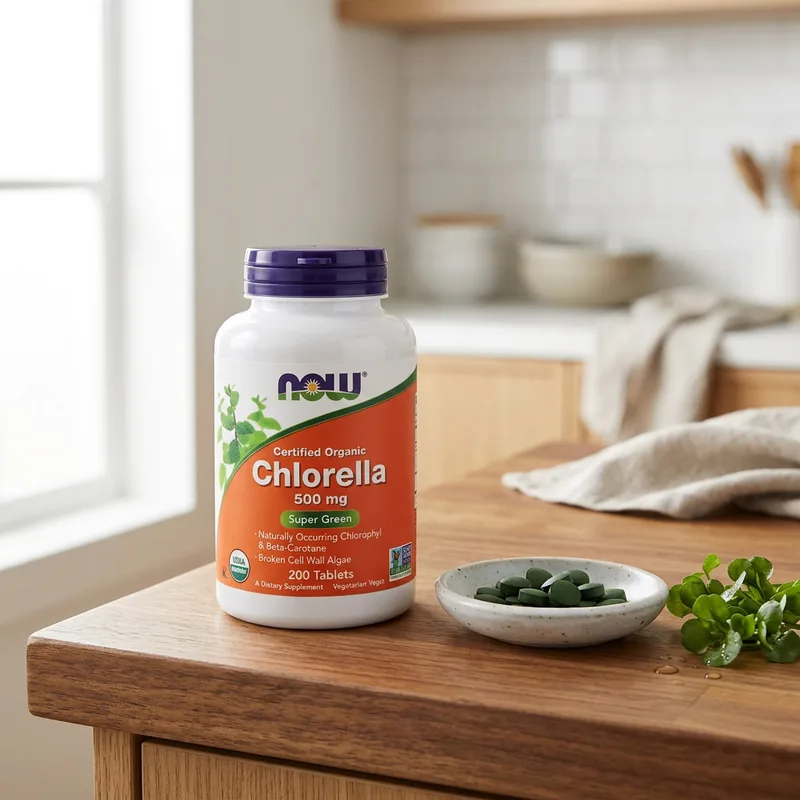 NOW Foods Sertifisert Økologisk Chlorella 500 mg produktbilde