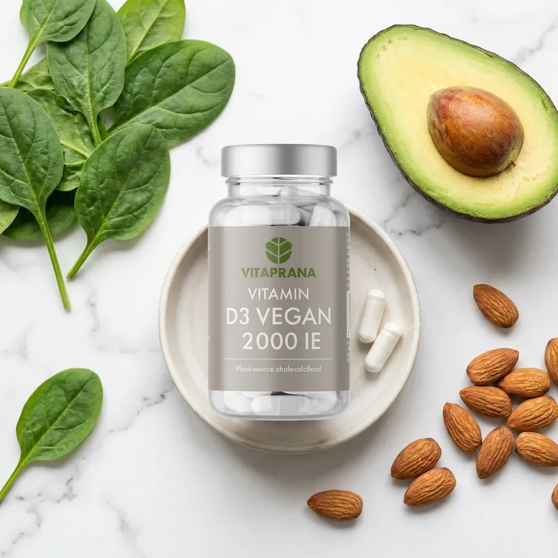 Vitaprana Vitamin D3 Vegan 2000IE 110 kapsler i hverdagsmiljø