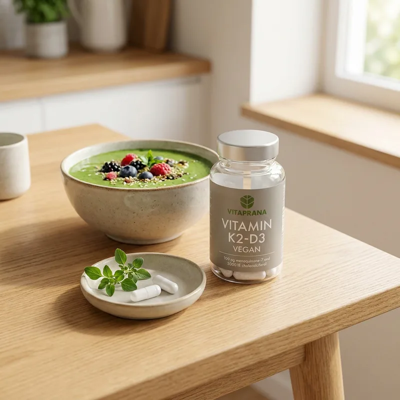 Vitaprana K2+D3 Vegan 110 kapsler i hverdagsmiljø