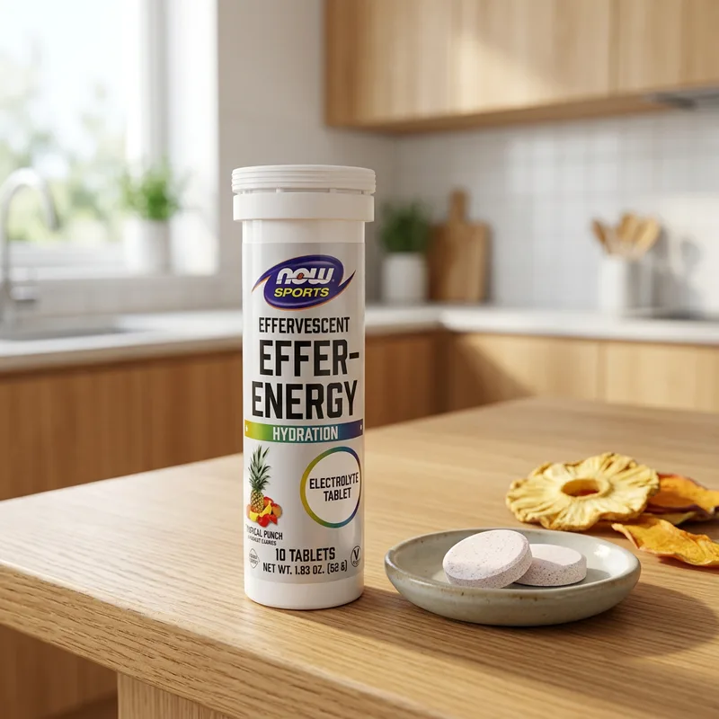 NOW Foods Effer-Energy Effervescent, Tropical Punch produktbilde