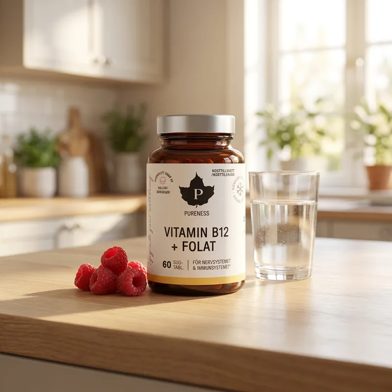 Pureness Vitamin B12 + Folat 60 sugetabletter i hverdagsmiljø