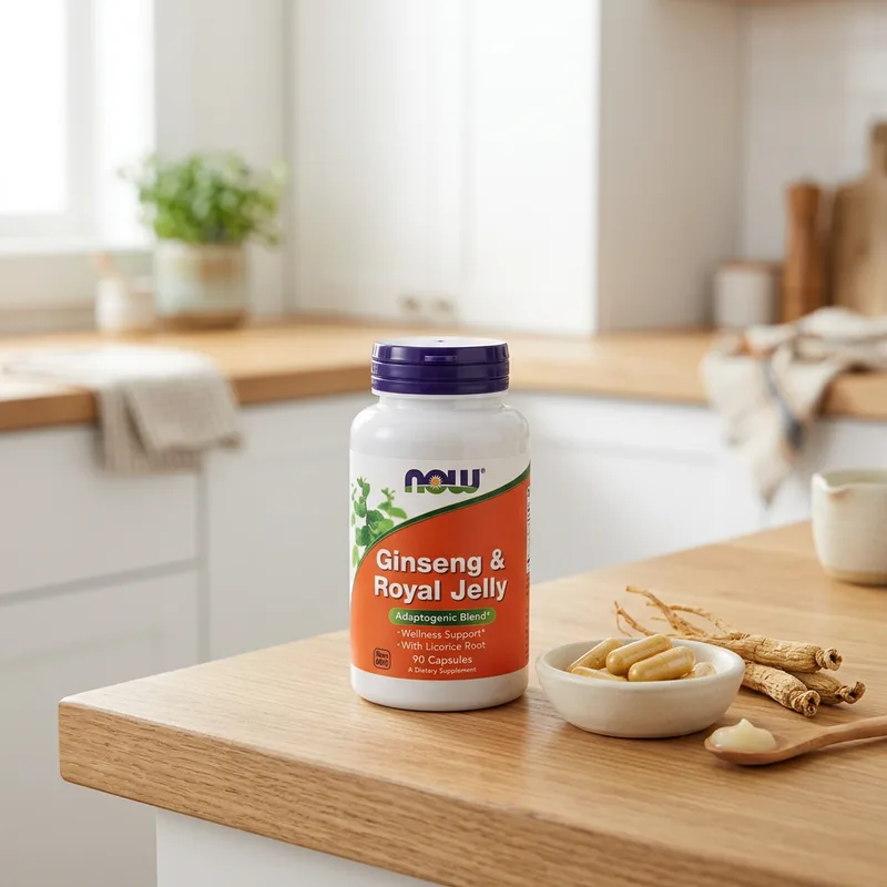 NOW Foods Ginseng og Royal Jelly (90 kapsler) produktbilde