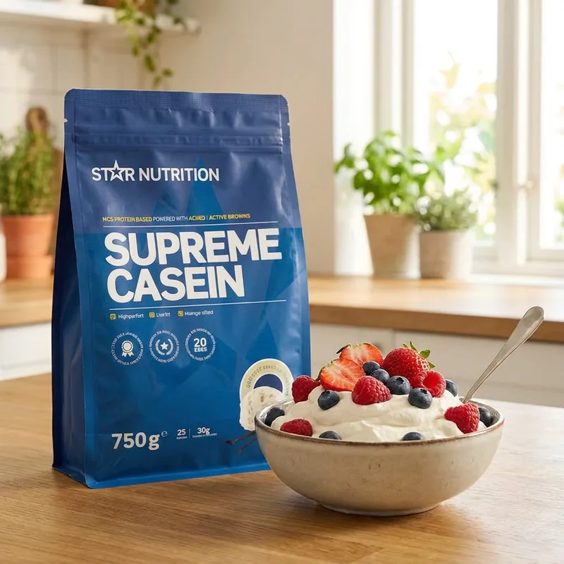 Star Nutrition Supreme Kasein 750 g i hverdagsmiljø