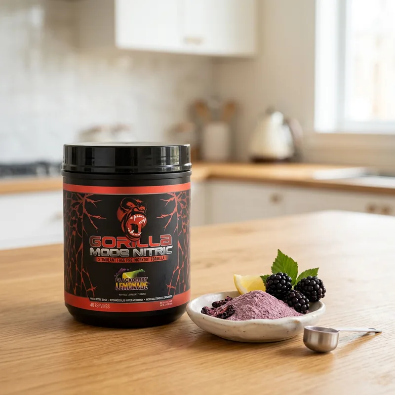 Gorilla Mind Mode Nitric Stimulant Free – Blackberry Lemonad produktbilde