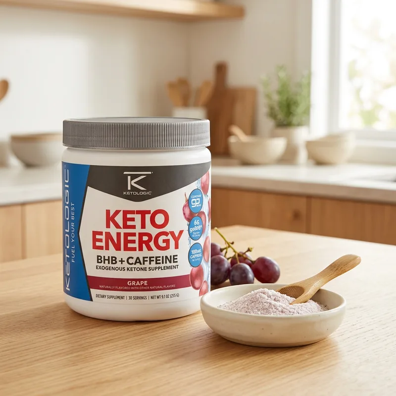 KetoLogic Keto Energy – BHB + Koffein, Grape produktbilde