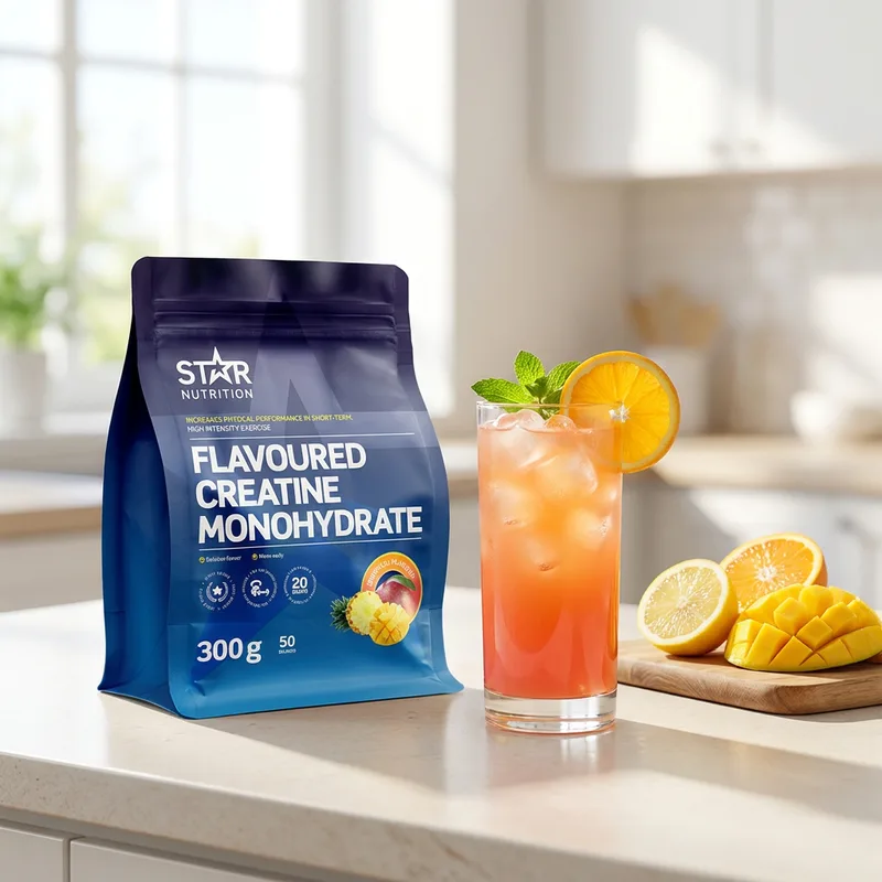 Star Nutrition Smaksatt Kreatin Tropical 300 g i hverdagsmiljø