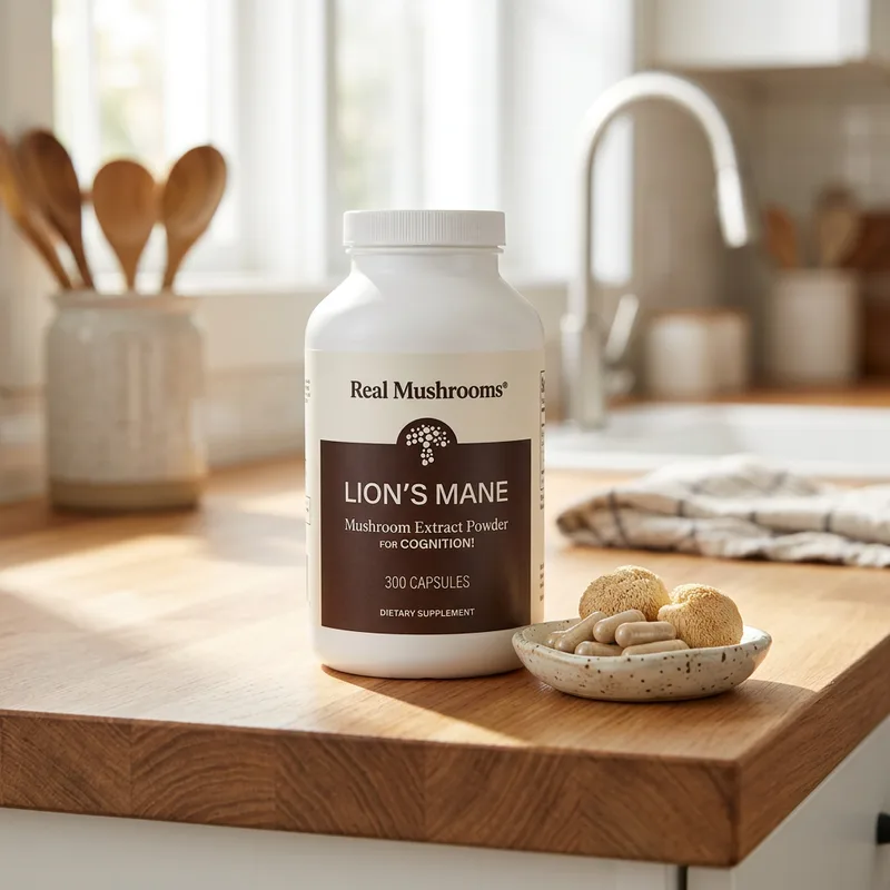 Real Mushrooms Lion's Mane Extrakt, 300 kapsler produktbilde