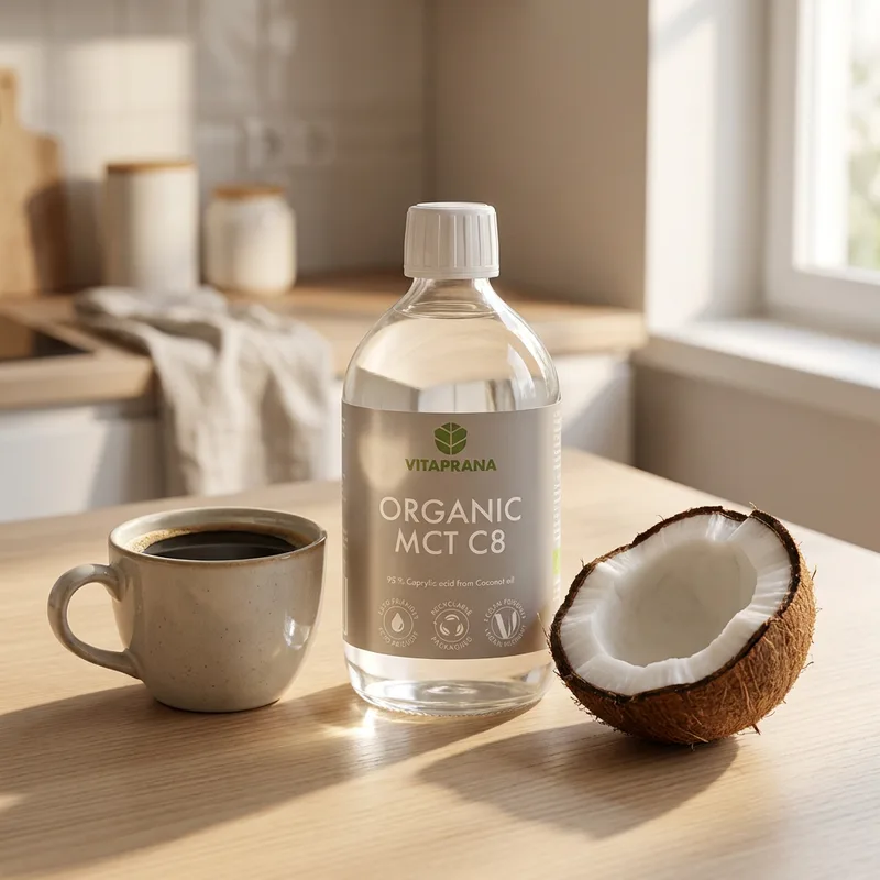 Vitaprana Organic MCT C8 500 ml i hverdagsmiljø