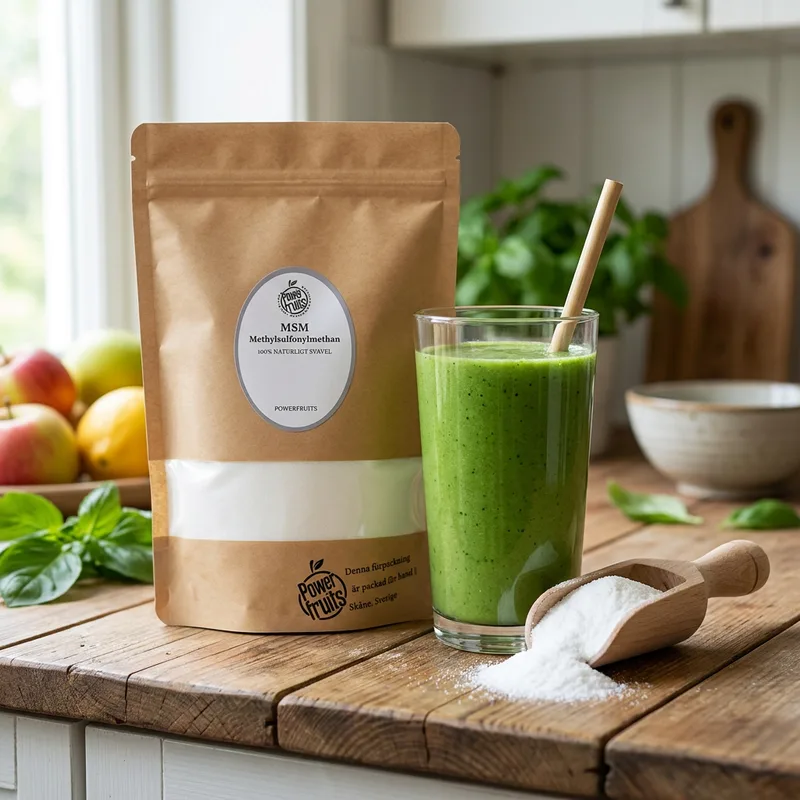 Powerfruits MSM Pulver 500 g i hverdagsmiljø