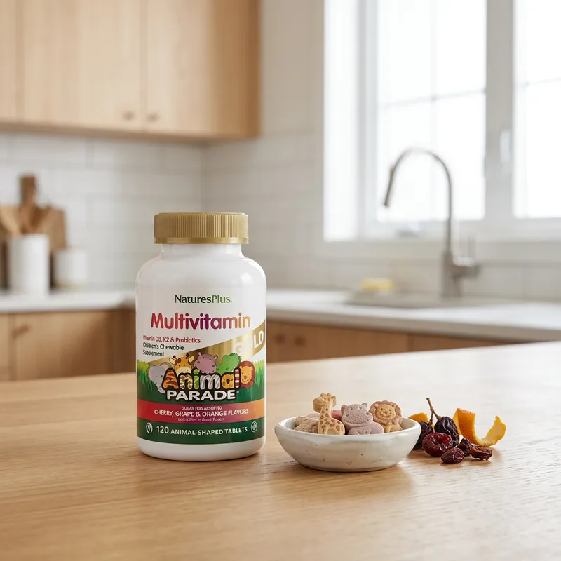 NaturesPlus Animal Parade Gold – tyggetabletter for barn produktbilde