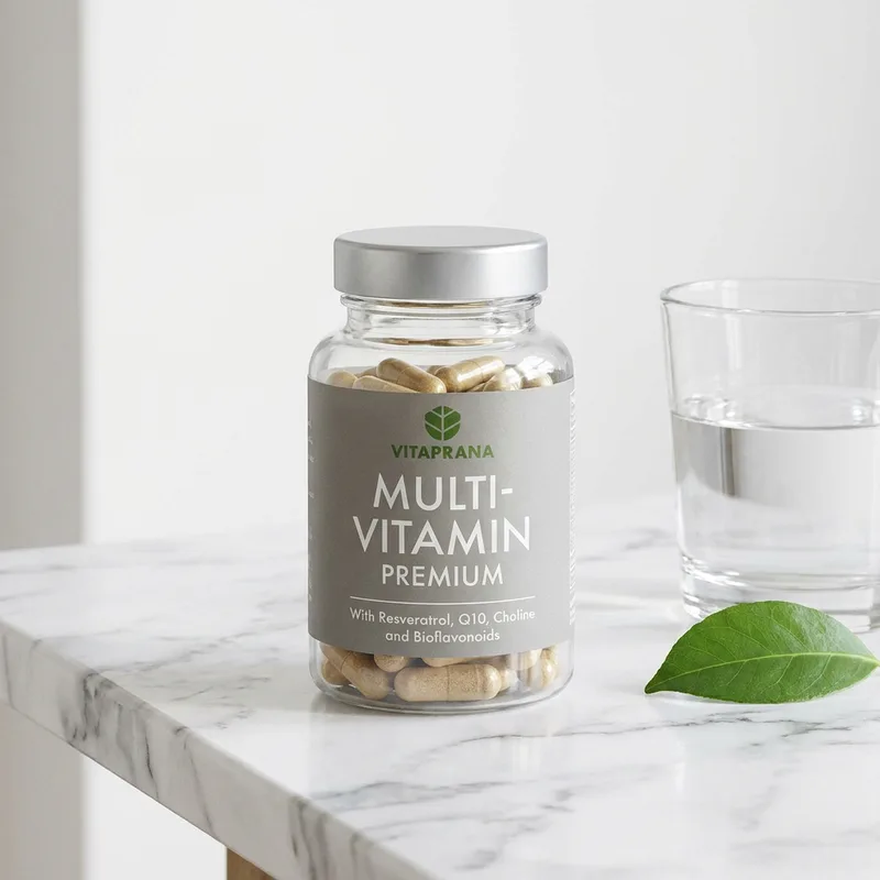 Vitaprana Multivitamin Premium 50 kapsler i hverdagsmiljø