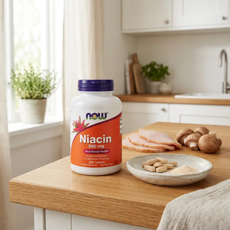 NOW Foods Niacin 500 mg (250 tabletter) produktbilde