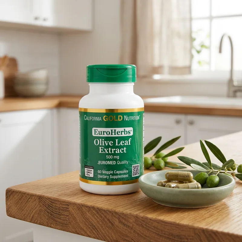 California Gold Nutrition EuroHerbs Olivenbladekstrakt 500 m produktbilde