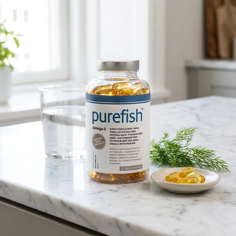 Elexir Pharma Purefish 180 kapsler i hverdagsmiljø