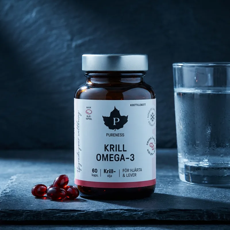 Pureness Krill Omega-3 60 kapsler i hverdagsmiljø
