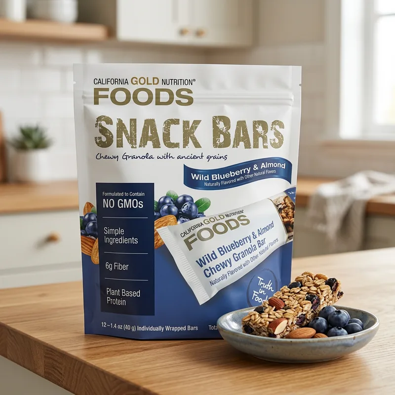 California Gold Nutrition Wild Blueberry & Almond Chewy Gran produktbilde