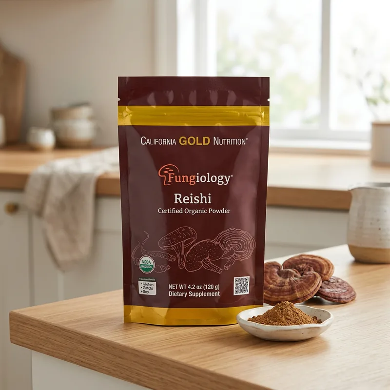 California Gold Nutrition Fungiology Reishi Pulver produktbilde