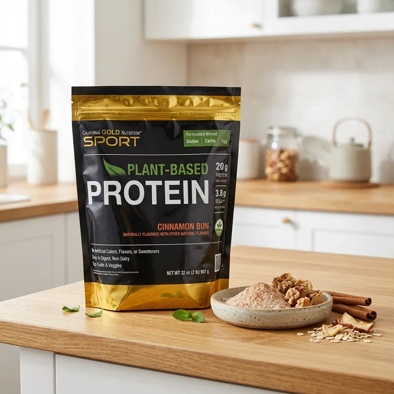 California Gold Nutrition Plant-Based Protein (kanelbolle) produktbilde