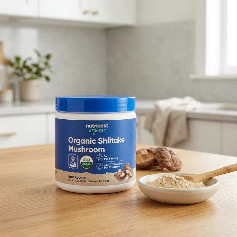 Nutricost Økologisk Shiitake-pulver (113 g) produktbilde