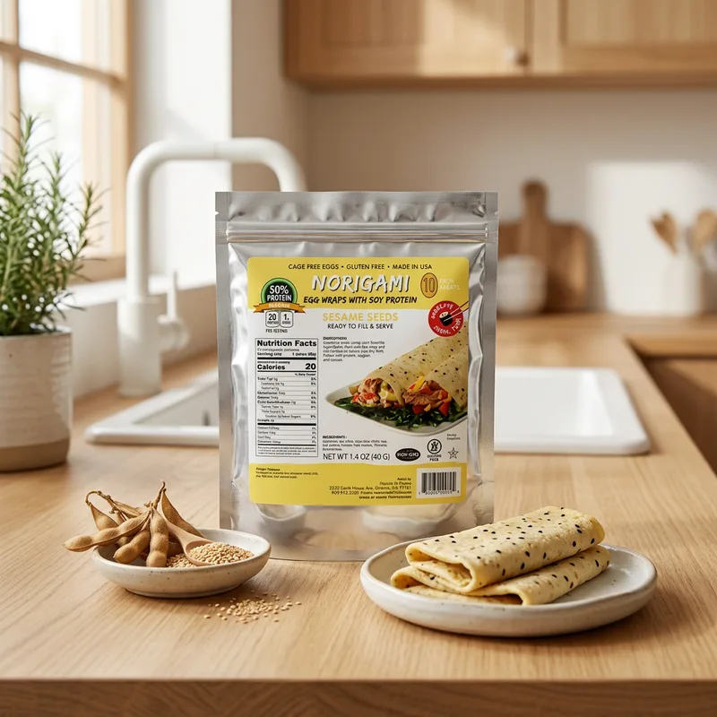 Norigami Egg Wraps med Soyaprotein, Sesamfrø produktbilde