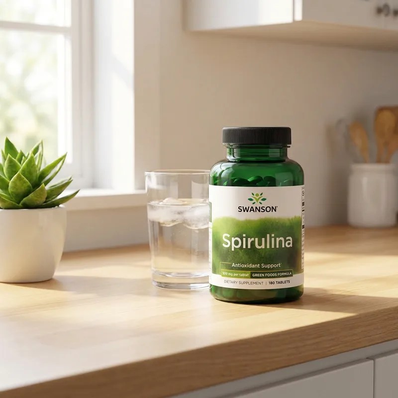 Swanson Spirulina 500 mg i hverdagsmiljø