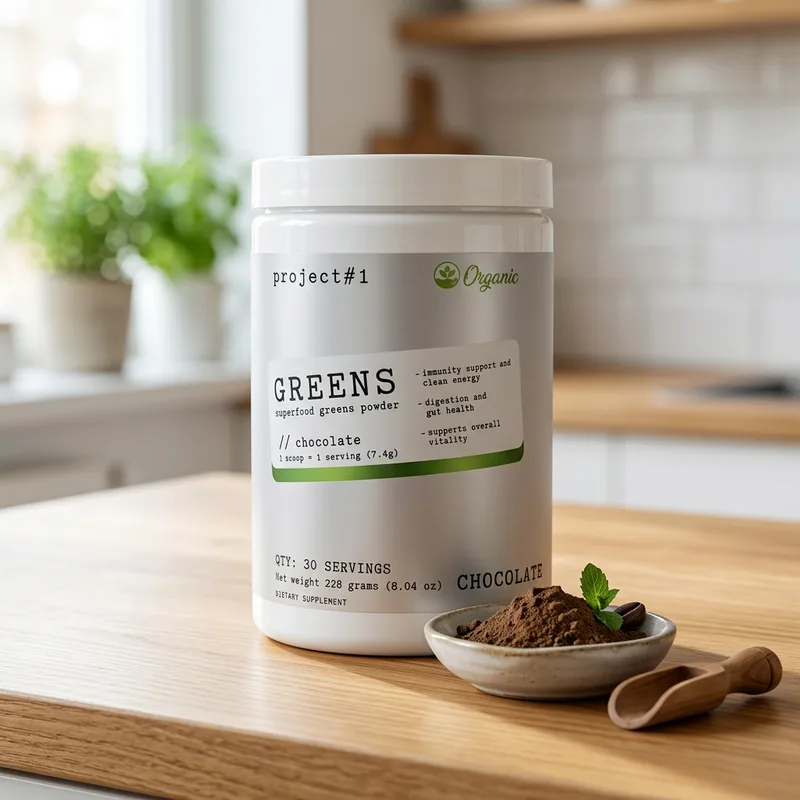 Project 1 Nutrition Greens, sjokolade produktbilde