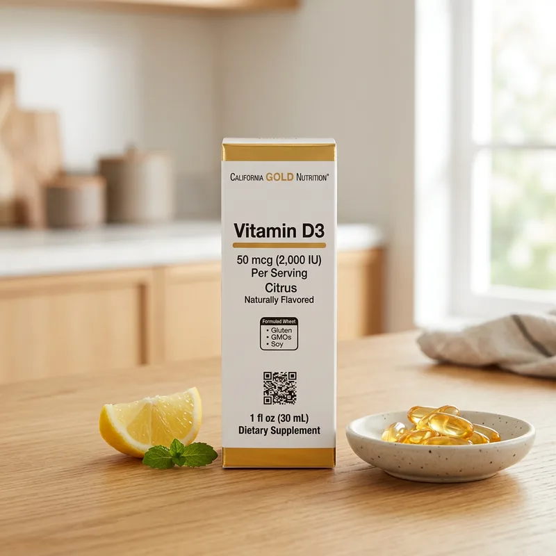 California Gold Nutrition Vitamin D3 Væske 2000 IU (Sitrus) produktbilde