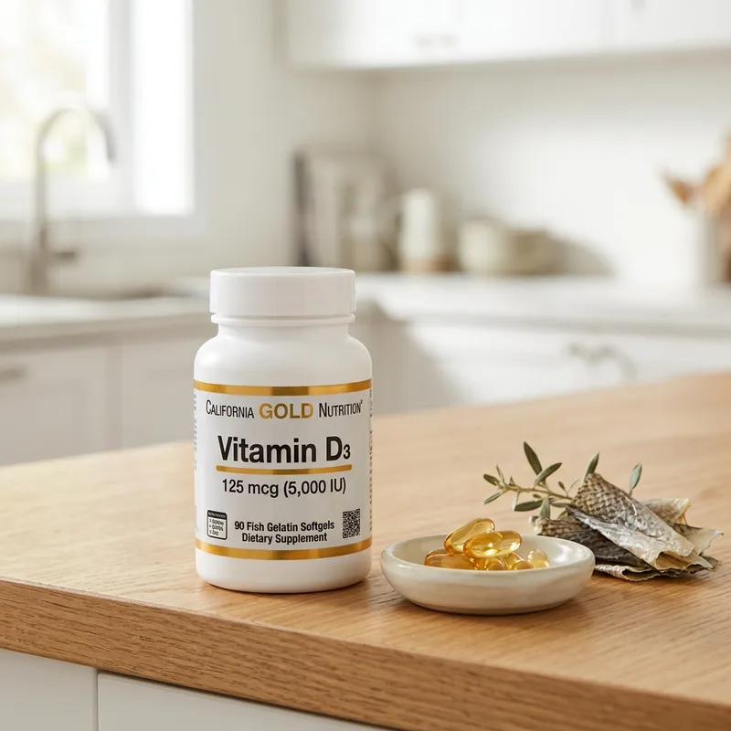 California Gold Nutrition Vitamin D3 5000 IU (Fiskegelatin) produktbilde
