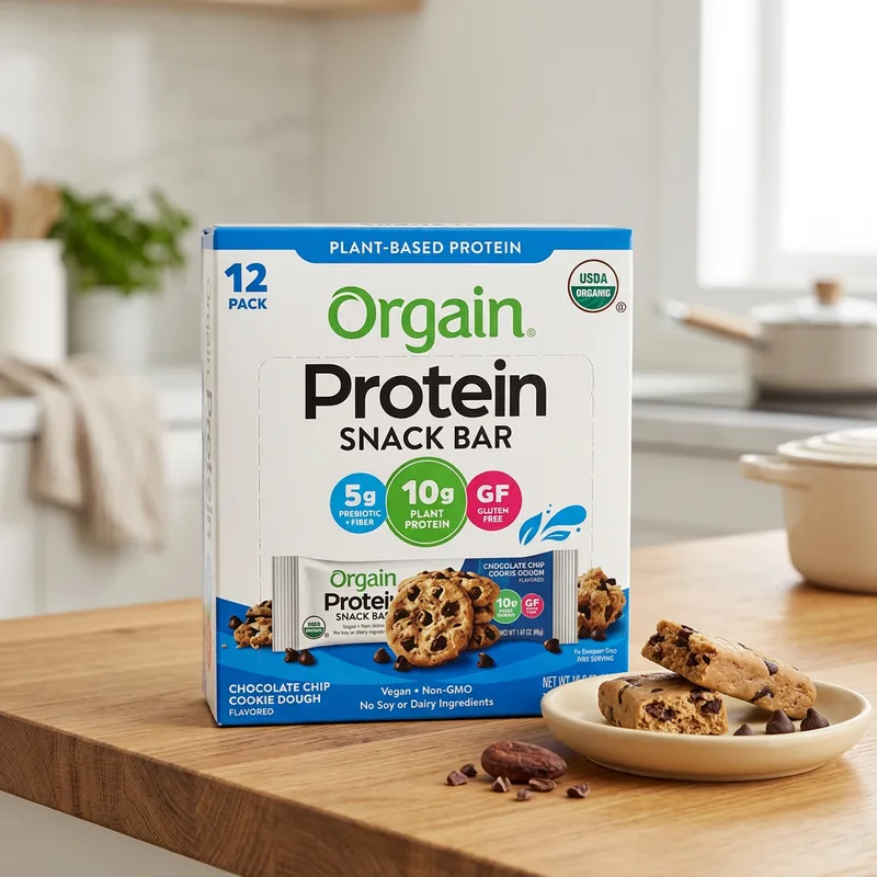 Orgain Plant-Based Protein Bar – Chocolate Chip Cookie Dough produktbilde