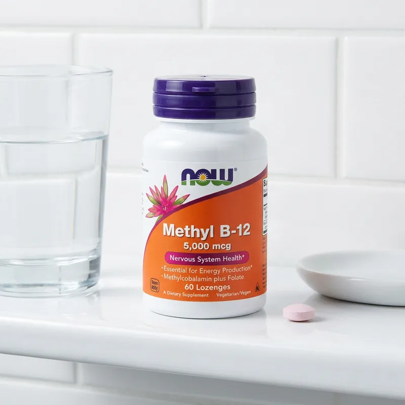 NOW Foods Methyl B-12 5000 µg 60 pastiller i hverdagsmiljø