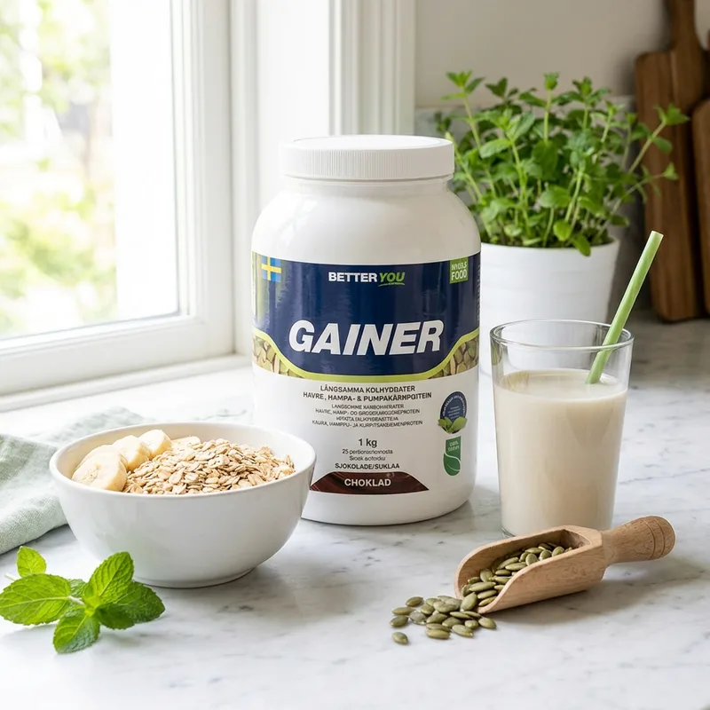 Better You Whole Food Gainer 1 kg i hverdagsmiljø