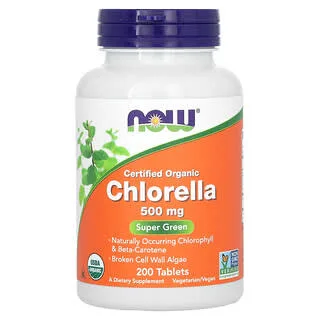 NOW Foods Sertifisert Økologisk Chlorella 500 mg