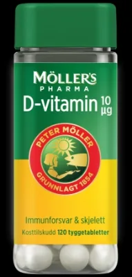 Möllers Pharma 10 µg D-vitamin tyggetabletter 120 stk