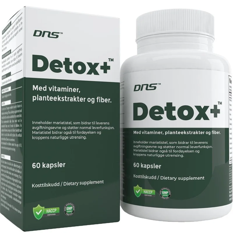 DNS Detox+, eske og boks med 60 kapsler