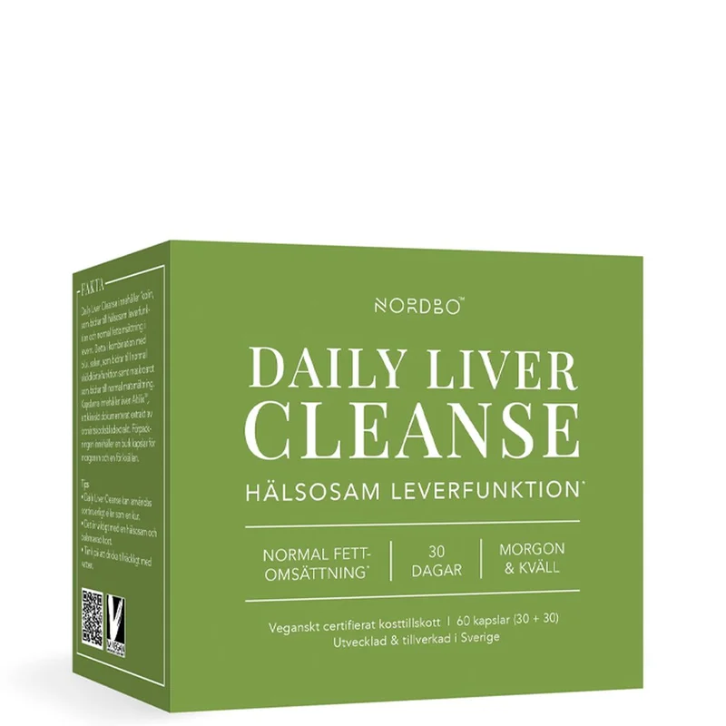 Nordbo Daily Liver Cleanse, esken med 30 morgenkapsler og 30 kveldskapsler