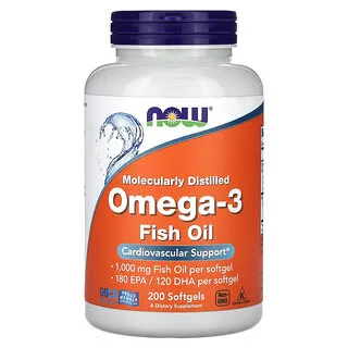 NOW Foods Omega-3 Fish Oil (200 kapsler)