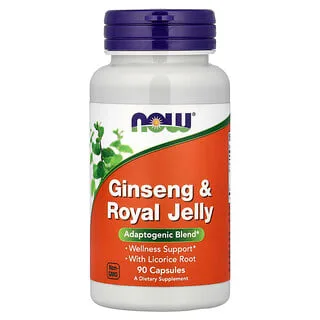 NOW Foods Ginseng og Royal Jelly (90 kapsler)